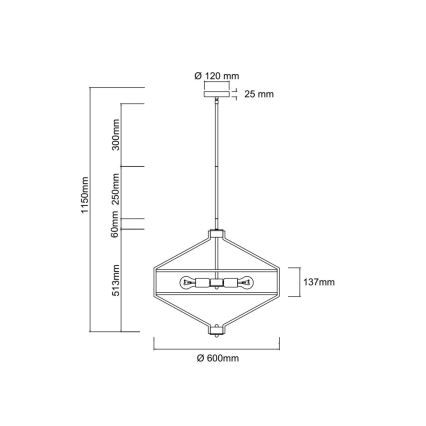 Open Design OR85822 - Κρεμαστό φωτιστικό σε ράβδο ZUNDO 4xE27/15W/230V ματ χρώμιο/λευκό