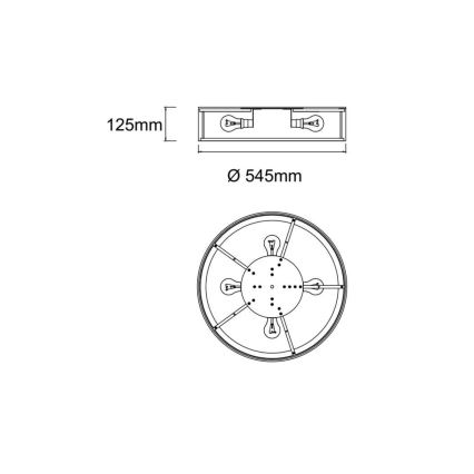 Open Design OR85983 - Φωτιστικό οροφής ZALINDRO 4xE27/15W/230V Ø 54,5 cm λευκό/μαύρο