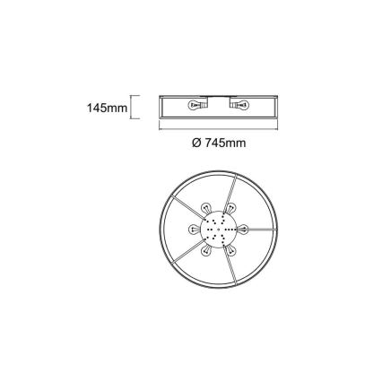 Open Design OR86065 - Φωτιστικό οροφής ZALINDRO 6xE27/15W/230V, Ø 74,5 cm, λευκό/γυαλιστερό χρώμιο