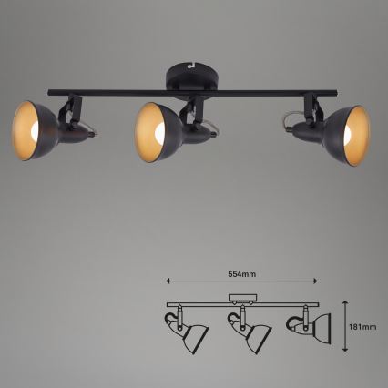 Σποτ φωτιστικό 3xE14/40W/230V μαύρο