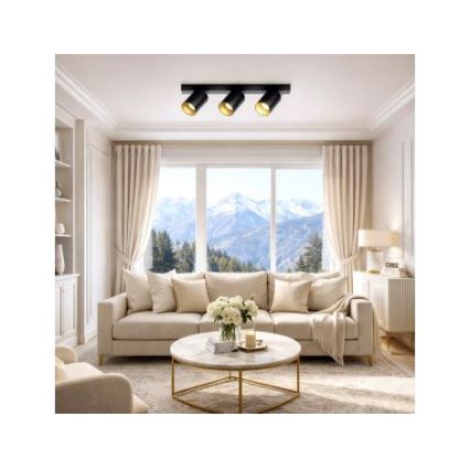 Σποτ φωτιστικό FILO 3xGU10/30W/230V μαύρο/χρυσό