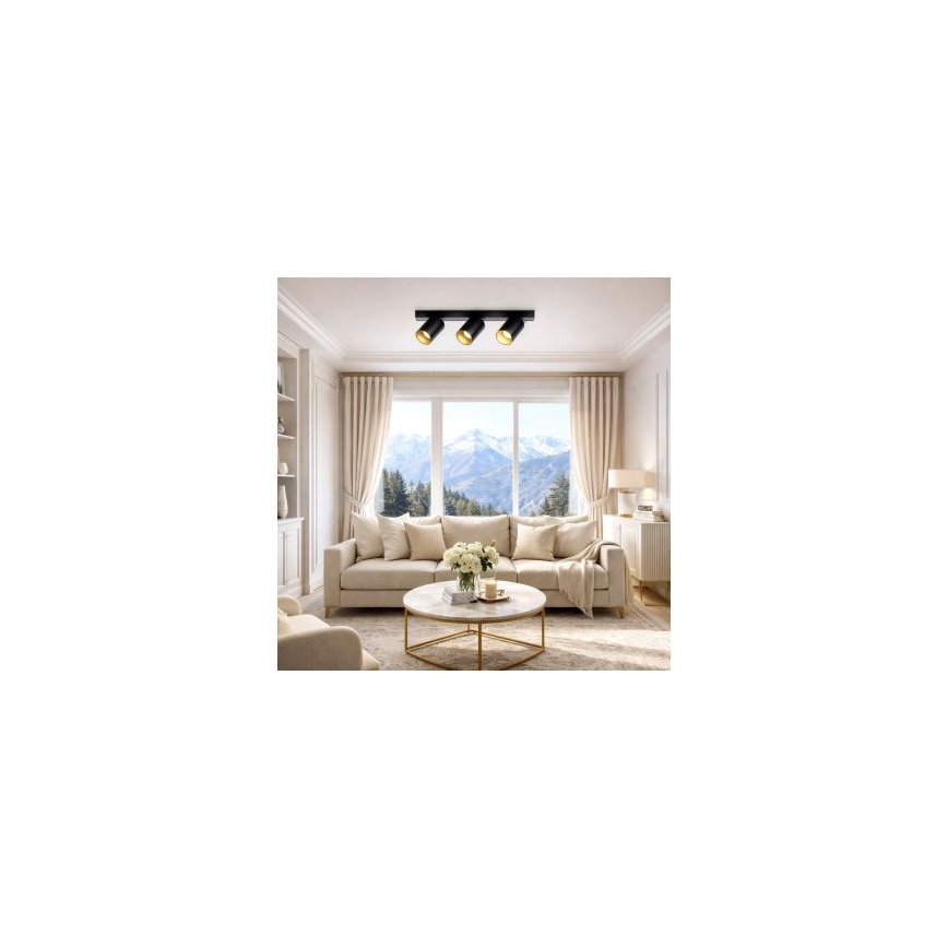 Σποτ φωτιστικό FILO 3xGU10/30W/230V μαύρο/χρυσό