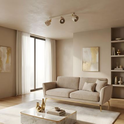 Σποτ φωτιστικό PARKLA 3xE27/15W/230V μπεζ/χρυσό