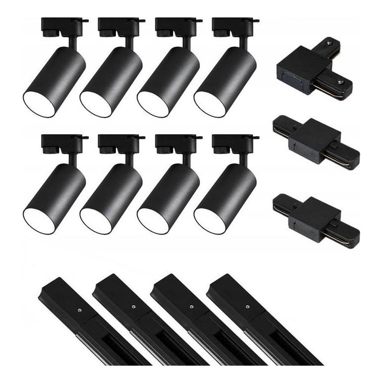 Σποτ ράγας 8xGU10/25W/230V 4 m μαύρο