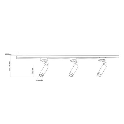 Σποτ ράγας PORTO 3xGU10/10W/230V + 1 m ράγας μαύρο