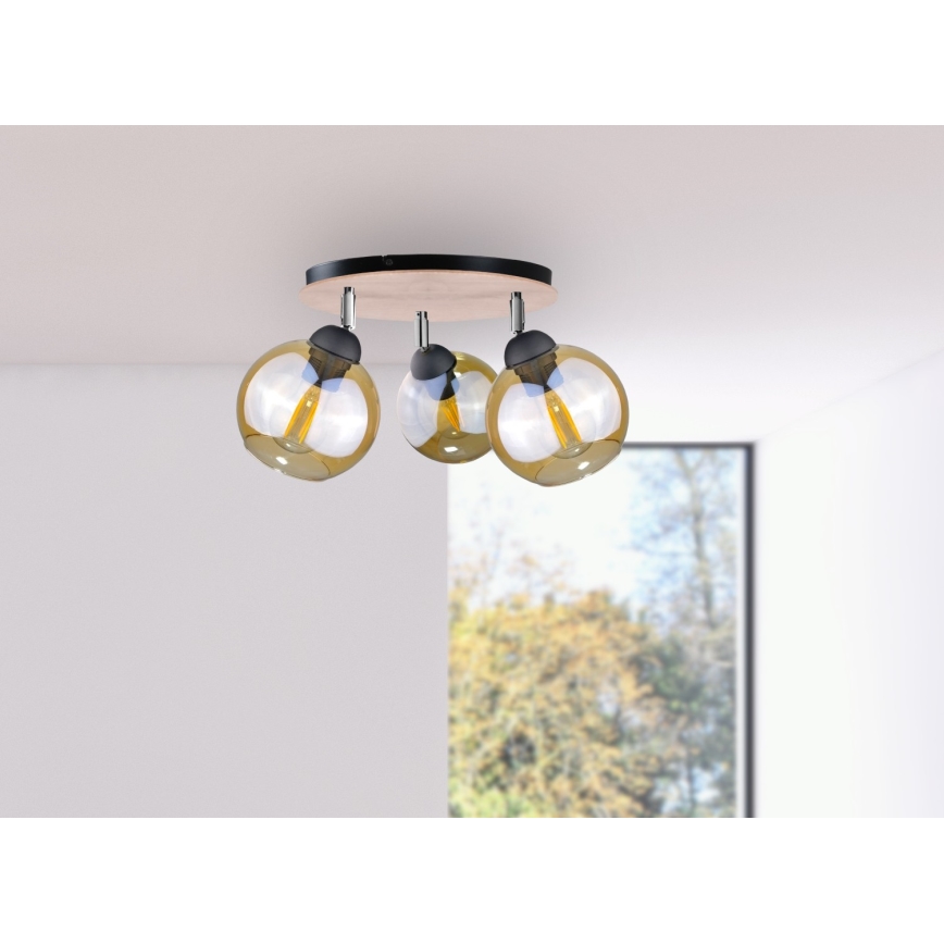 Σποτ φωτιστικό THEA WOOD 3xE27/60W/230V διάμ. 30 εκ.