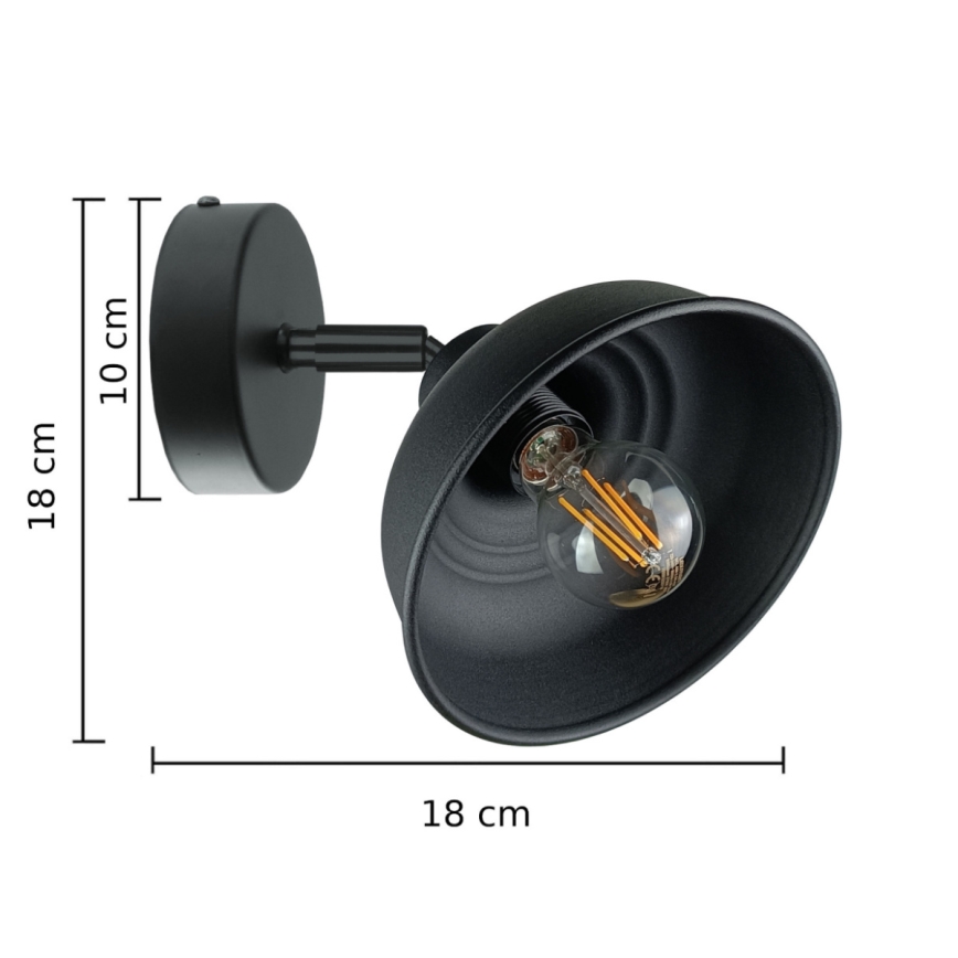 Σποτ τοίχου FAUN 1xE27/60W/230V μαύρο