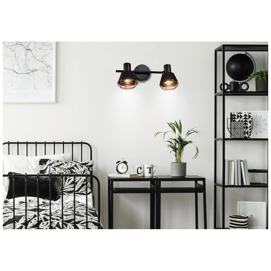 Σποτ τοίχου NERIA 2xE14/40W/230V μαύρο/χαλκός