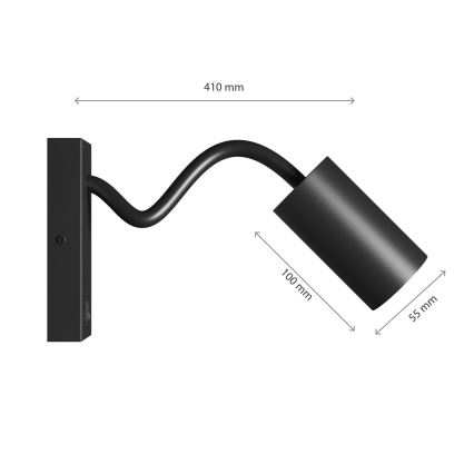 Σποτ τοίχου SQUALLA VARIOSA 1xGU10/10W/230V μαύρο