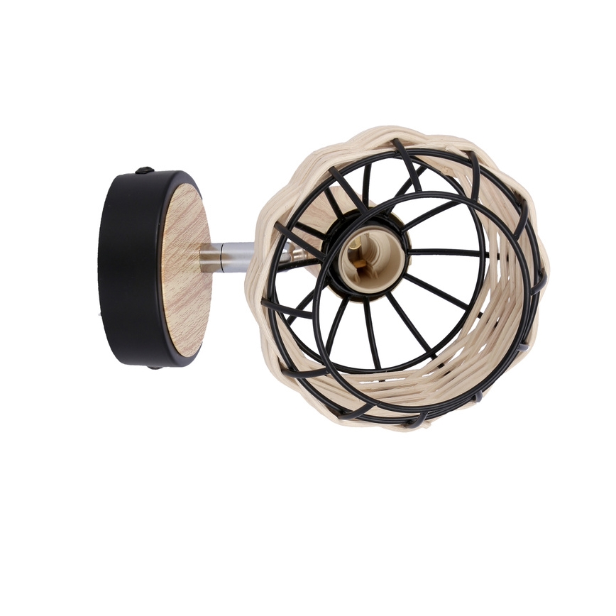 Σποτ τοίχου TAJGA 1xE14/40W/230V rattan/μαύρο