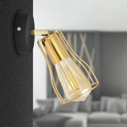 Σποτ τοίχου TUBE 1xE27/15W/230V χρυσαφί/μαύρο