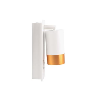 Σποτ τοίχου με φορτιστή USB 1xGU10/35W/230V λευκό/χρυσό