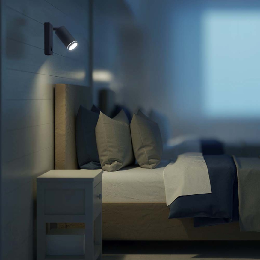 Σποτ τοίχου με διακόπτη 1xGU10/35W/230V μαύρο