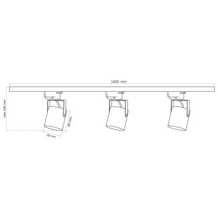 Σποτ για σύστημα ράγας MINOR 3xGU10/10W/230V + 1 m rail system λευκό