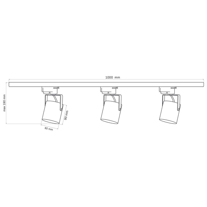 Σποτ για σύστημα ράγας MINOR 3xGU10/10W/230V + 1 m rail system λευκό