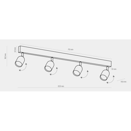 Σποτ με 4 φώτα TOP 4xGU10/10W/230V χρυσό/μαύρο