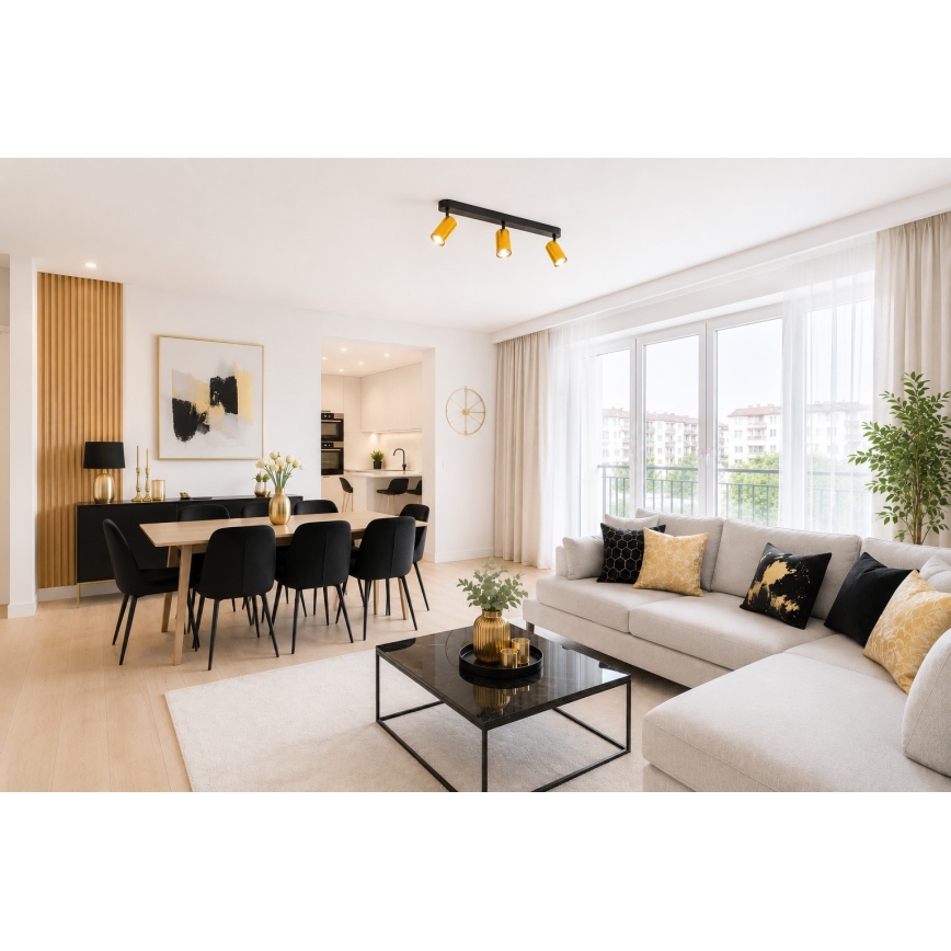 Σποτ οροφής FAMA 3xGU10/30W/230V χρυσό/μαύρο