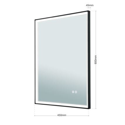 LED επιτοίχιος θερμαινόμενος καθρέφτης μπάνιου με ενσωματωμένο φωτισμό FRAME LED/48W/230V 3000/4000/6000K 60x45 cm IP44