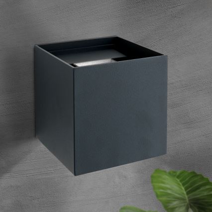 Επιτοίχιο φωτιστικό εξωτερικού χώρου LED CUBE 2xLED/3W/230V IP54 ανθρακί