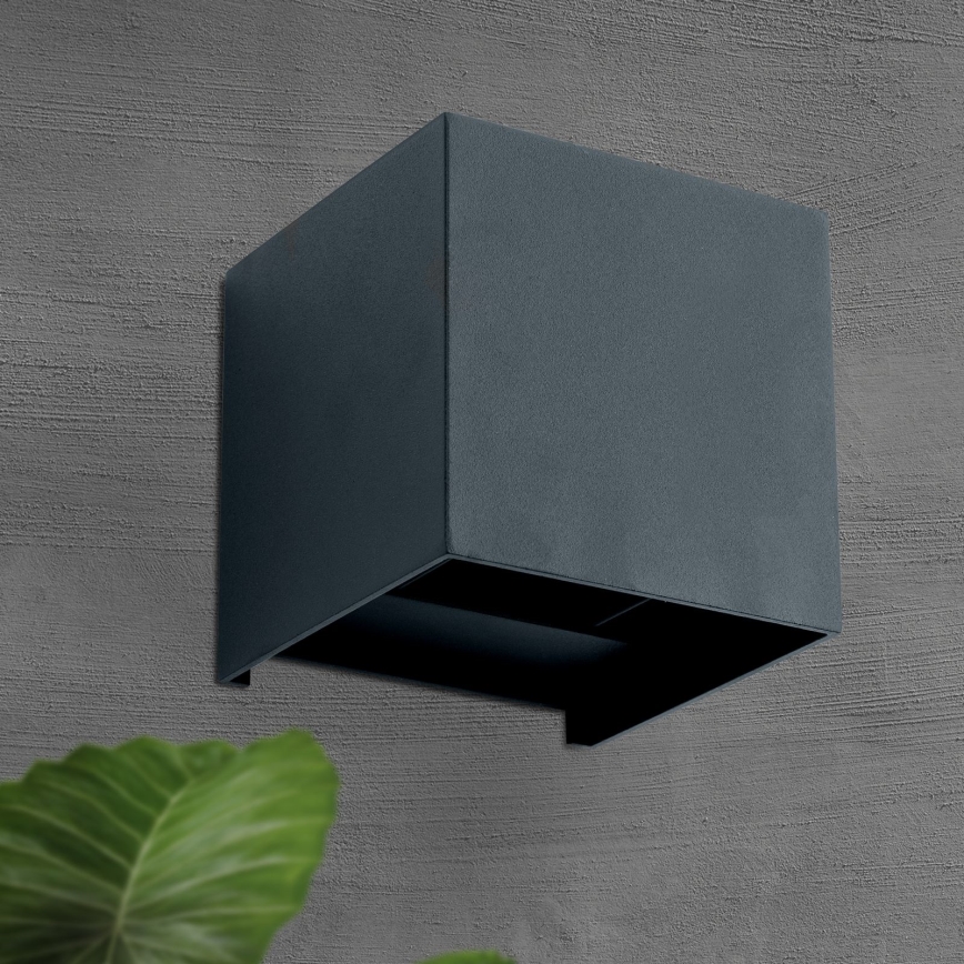 Επιτοίχιο φωτιστικό εξωτερικού χώρου LED CUBE 2xLED/3W/230V IP54 ανθρακί
