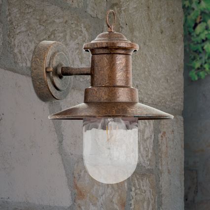 Φωτιστικό τοίχου εξωτερικού χώρου LEONIE 1xE27/60W/230V IP44 μπρονζέ