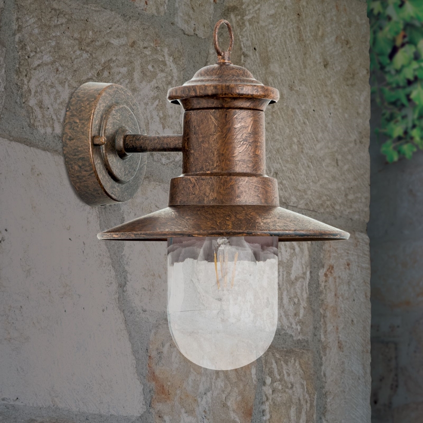 Φωτιστικό τοίχου εξωτερικού χώρου LEONIE 1xE27/60W/230V IP44 μπρονζέ