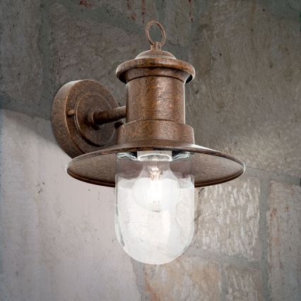 Φωτιστικό τοίχου εξωτερικού χώρου LEONIE 1xE27/60W/230V IP44 μπρονζέ