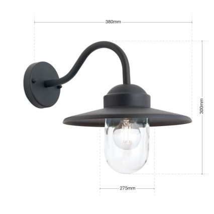 Φωτιστικό τοίχου εξωτερικού χώρου EDWARD 1xE27/60W/230V IP44 μαύρο