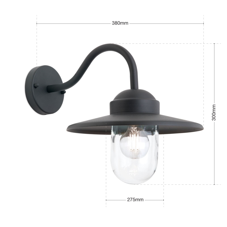 Φωτιστικό τοίχου εξωτερικού χώρου EDWARD 1xE27/60W/230V IP44 μαύρο