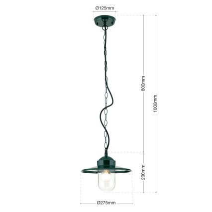 Κρεμαστό φωτιστικό εξωτερικού χώρου EDWARD 1xE27/60W/230V IP44 πράσινο
