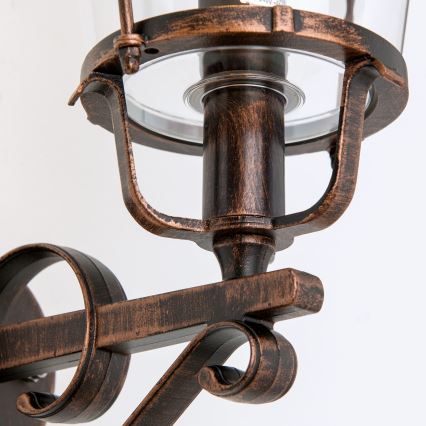 Φωτιστικό τοίχου εξωτερικού χώρου KENZO 1xE27/100W/230V IP44 μπρονζέ/πατίνα