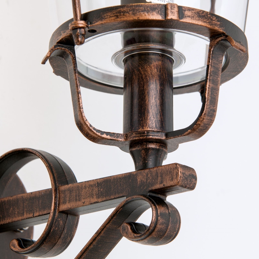 Φωτιστικό τοίχου εξωτερικού χώρου KENZO 1xE27/100W/230V IP44 μπρονζέ/πατίνα