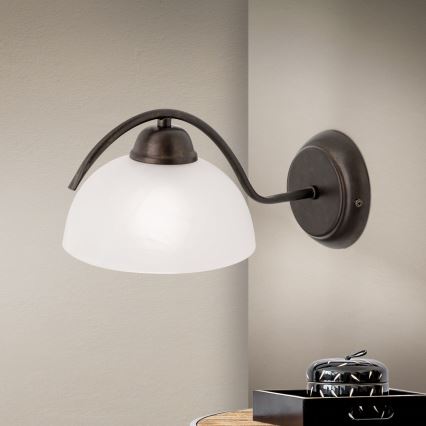 Απλίκα RULA 1xE27/40W/230V λευκό/μπρονζέ