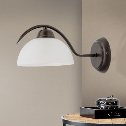 Απλίκα RULA 1xE27/40W/230V λευκό/μπρονζέ