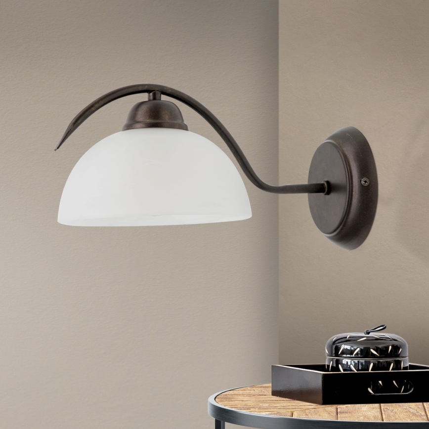 Απλίκα RULA 1xE27/40W/230V λευκό/μπρονζέ