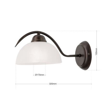 Απλίκα RULA 1xE27/40W/230V λευκό/μπρονζέ