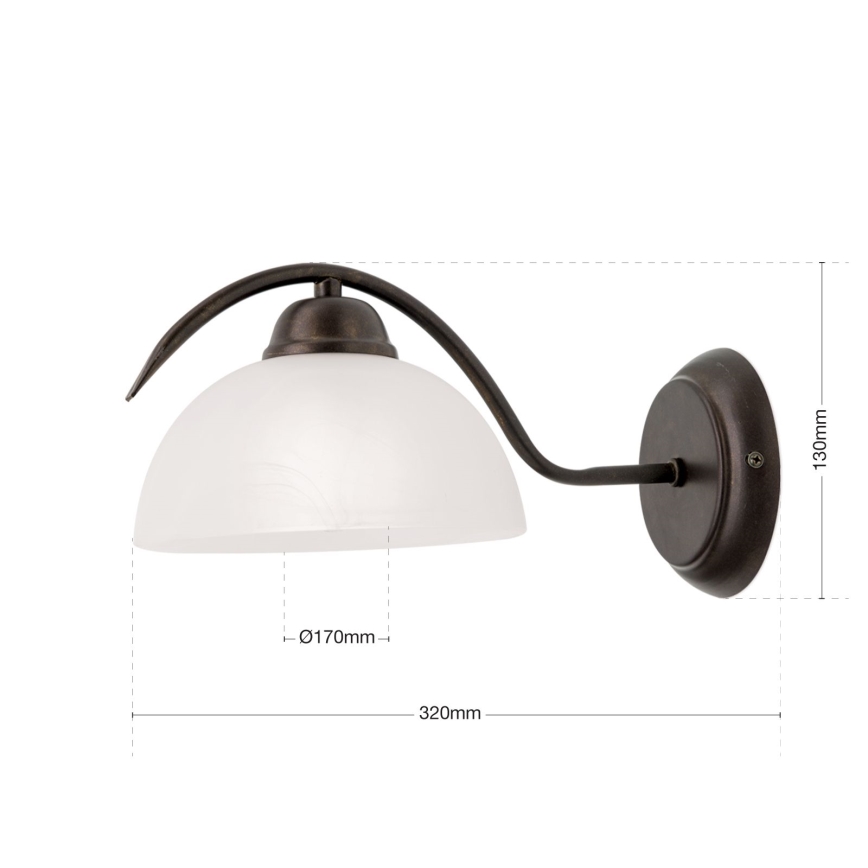 Απλίκα RULA 1xE27/40W/230V λευκό/μπρονζέ