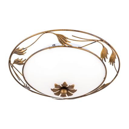 Φωτιστικό οροφής FLEUR 2xE27/60W/230V διάμετρος 40 cm μπρονζέ