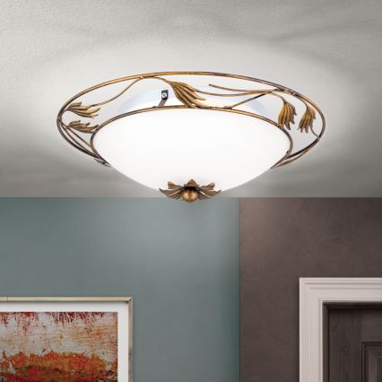 Φωτιστικό οροφής FLEUR 2xE27/60W/230V διάμετρος 40 cm μπρονζέ