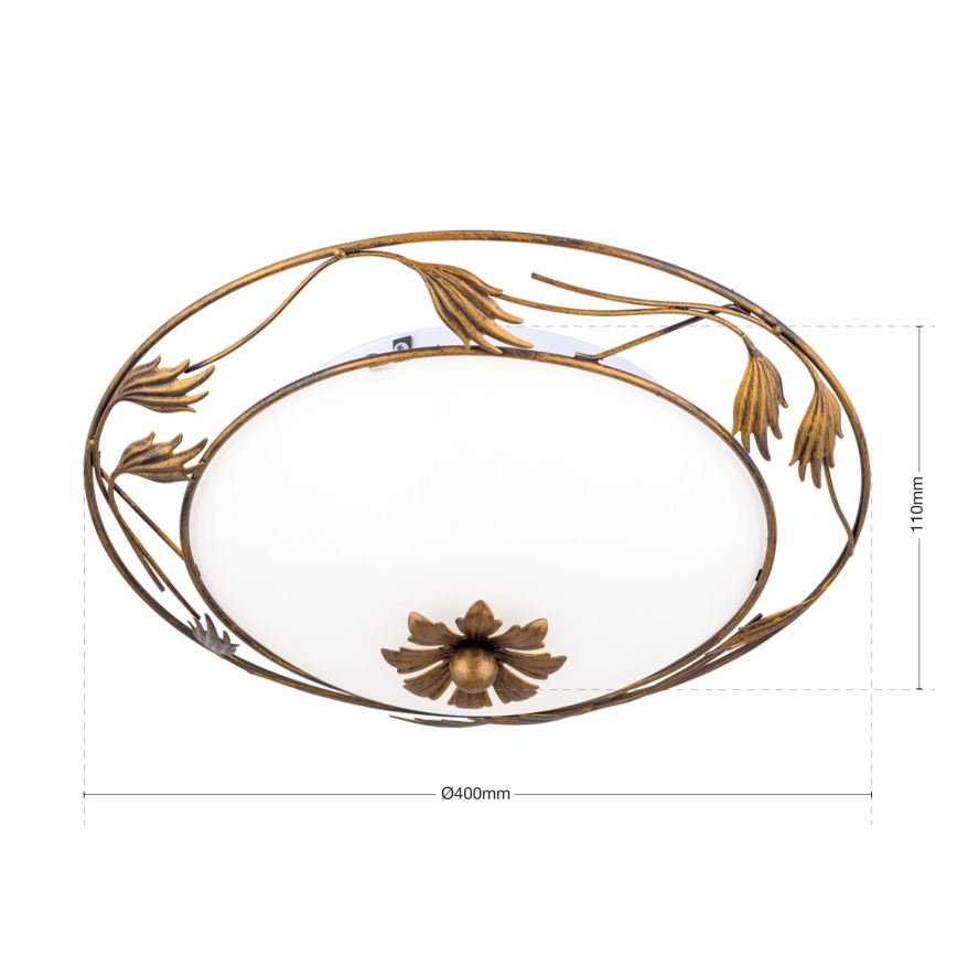 Φωτιστικό οροφής FLEUR 2xE27/60W/230V διάμετρος 40 cm μπρονζέ