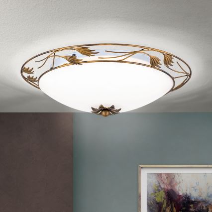 Φωτιστικό οροφής FLEUR 3xE27/60W/230V διάμετρος 50 cm μπρονζέ