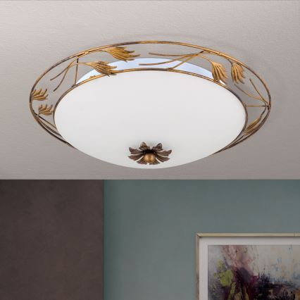 Φωτιστικό οροφής FLEUR 3xE27/60W/230V διάμετρος 50 cm μπρονζέ