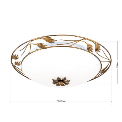 Φωτιστικό οροφής FLEUR 3xE27/60W/230V διάμετρος 50 cm μπρονζέ
