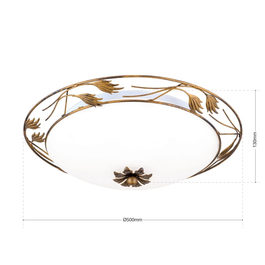 Φωτιστικό οροφής FLEUR 3xE27/60W/230V διάμετρος 50 cm μπρονζέ