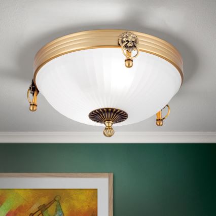 Φωτιστικό οροφής ROCCA 2xE27/60W/230V διάμετρος 31 cm μπρονζέ/λευκό