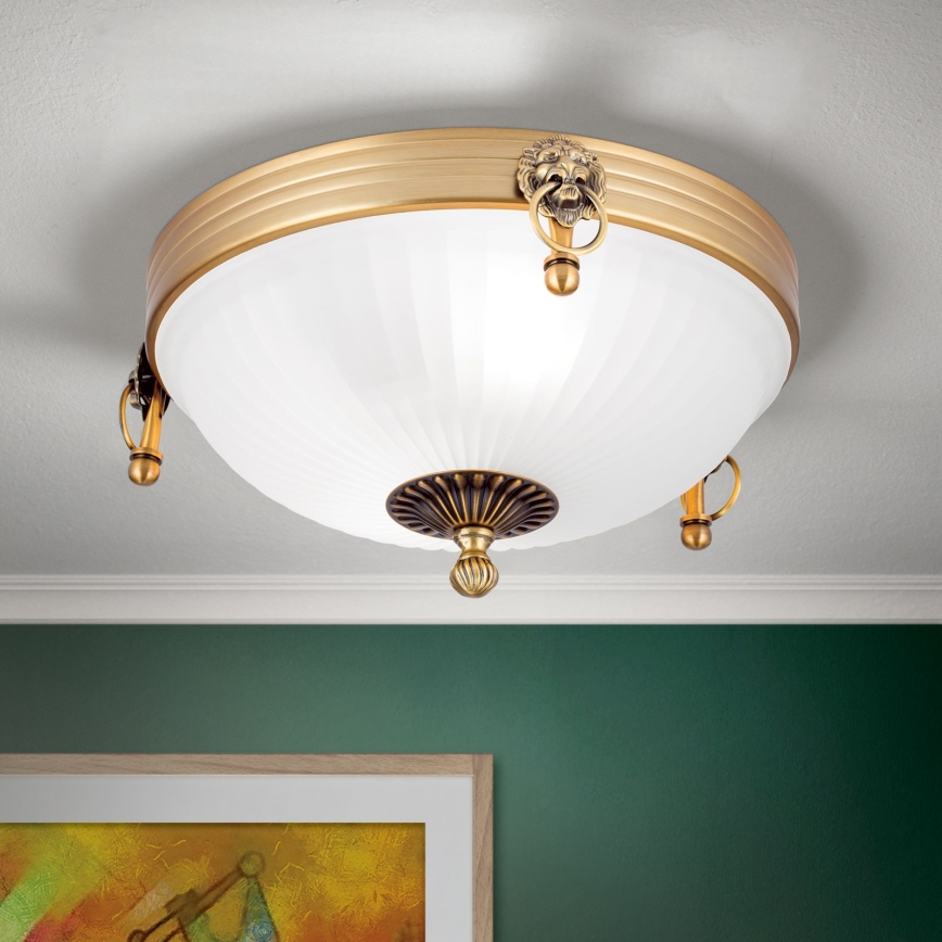 Φωτιστικό οροφής ROCCA 2xE27/60W/230V διάμετρος 31 cm μπρονζέ/λευκό