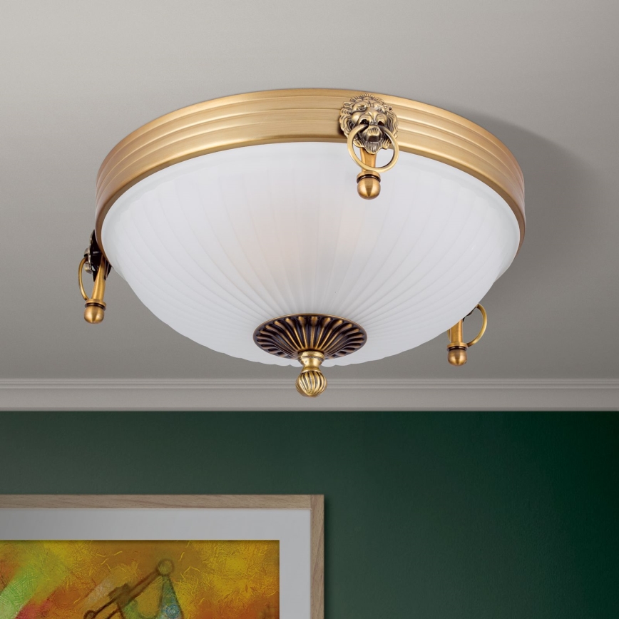 Φωτιστικό οροφής ROCCA 2xE27/60W/230V διάμετρος 31 cm μπρονζέ/λευκό