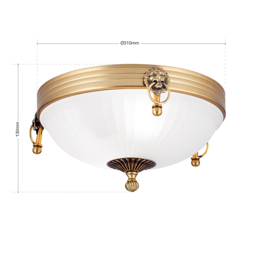 Φωτιστικό οροφής ROCCA 2xE27/60W/230V διάμετρος 31 cm μπρονζέ/λευκό