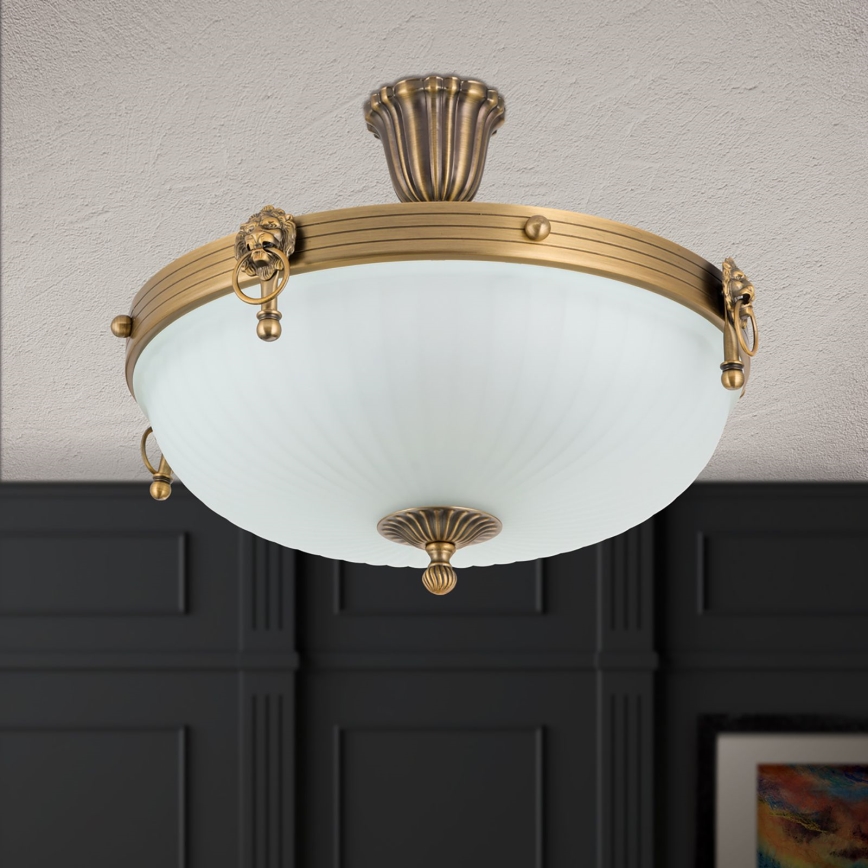 Πλαφονιέρα οροφής ROCCA 4xE27/60W/230V διάμετρος 43 cm μπρονζέ/λευκό