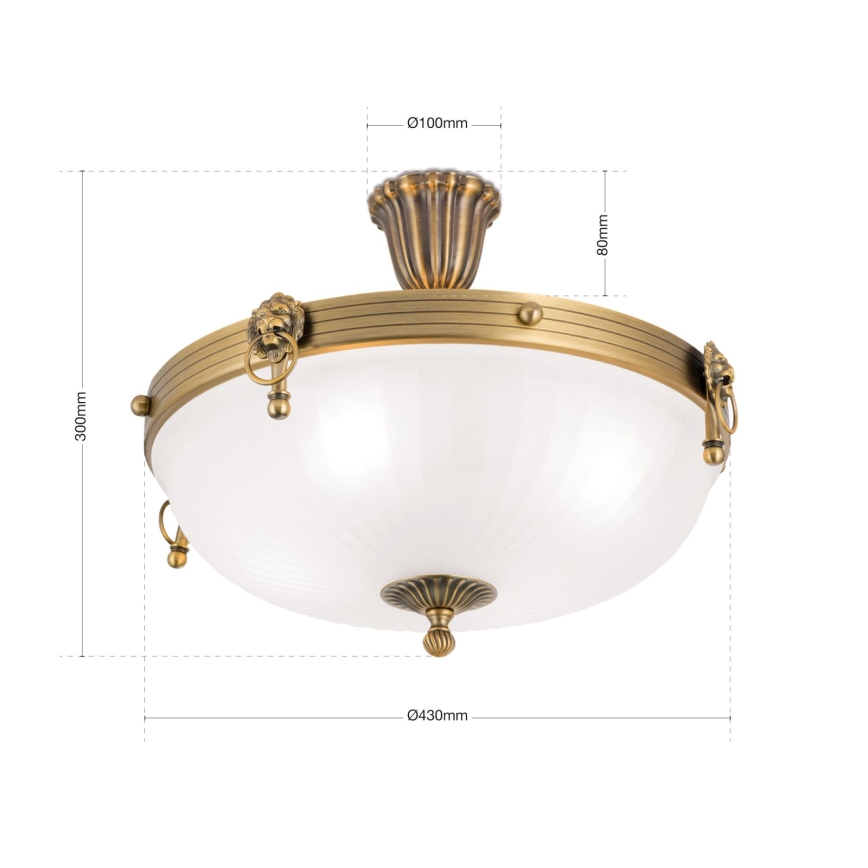 Πλαφονιέρα οροφής ROCCA 4xE27/60W/230V διάμετρος 43 cm μπρονζέ/λευκό